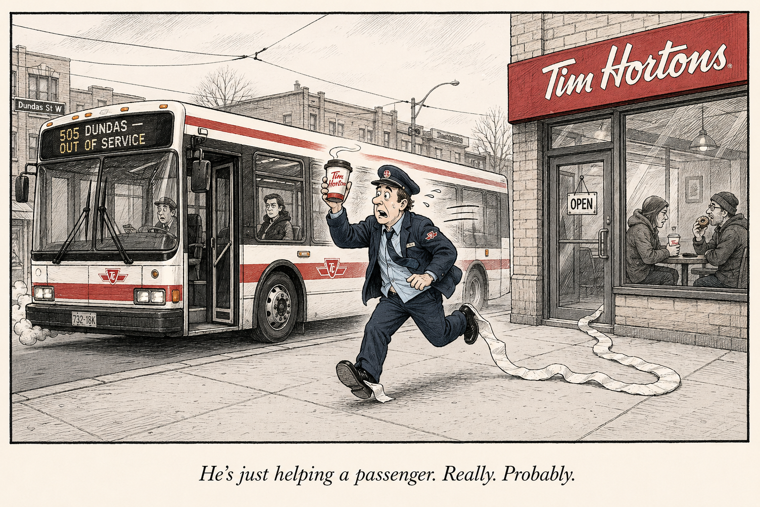 He's just helping a passenger. Really. Probably.